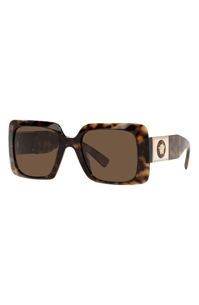 Shop Versace 54mm Rectangle Sunglasses In Havana/ Dark Brown