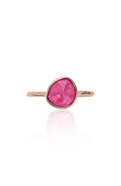 Shop Monica Vinader Siren Stacking Ring In Pink Quartz/ Rose Gold