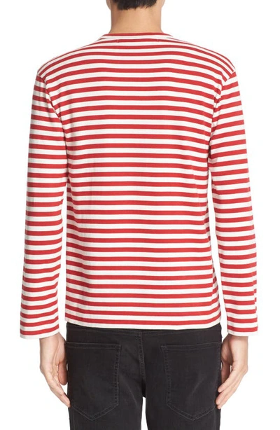 Shop Comme Des Garçons Play Stripe Long Sleeve T-shirt In Red/ White