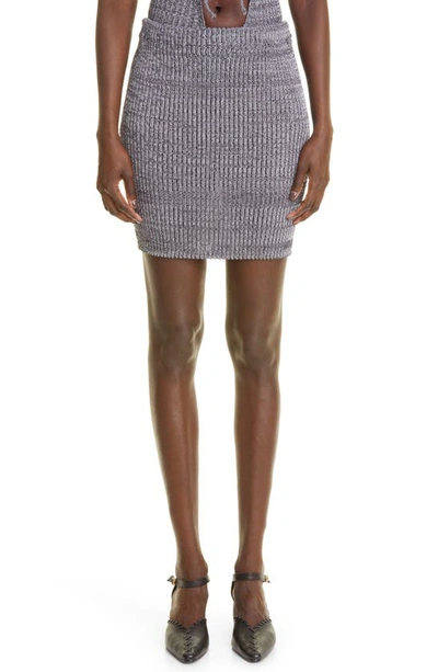 Shop A. Roege Hove Marie Ribbed Cotton Blend Miniskirt In Grey Melange