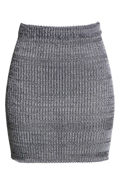Shop A. Roege Hove Marie Ribbed Cotton Blend Miniskirt In Grey Melange