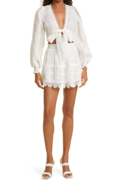 Shop Waimari Chloe Tiered Linen Skirt In White
