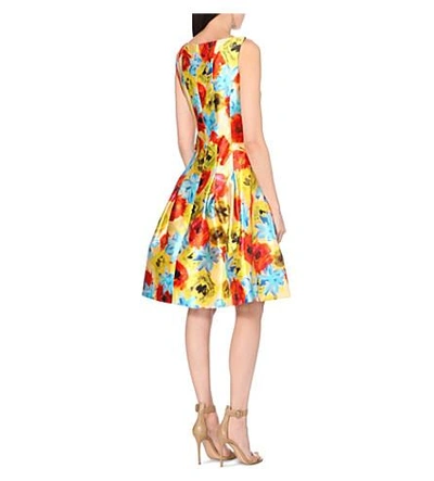 Shop Oscar De La Renta Floral-print Silk And Cotton-blend Dress In Marigold