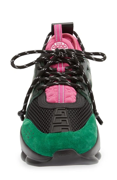 Shop Versace Chain Reaction Sneaker In Emerald Black Cerise