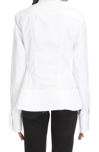 Shop Givenchy Geometric Peplum Poplin Shirt In 100-white
