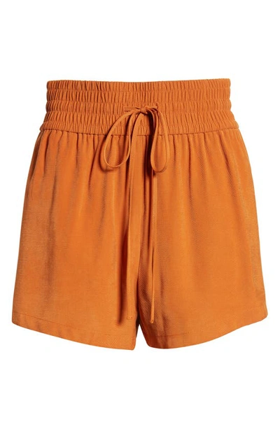 Shop Open Edit Tie Waist Pull-on Shorts In Rust Umber