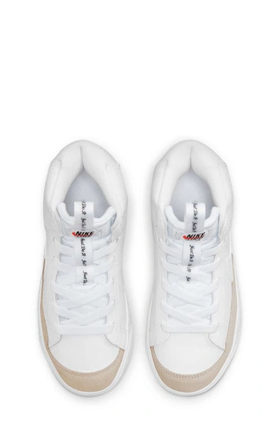 Shop Nike Kids' Blazer Mid '77 High Top Sneaker In White/ White/ Black/ White