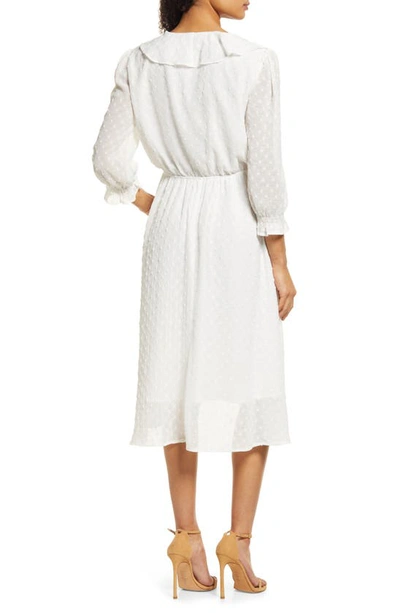 Shop Fraiche By J Swiss Dot Faux Wrap Dress In White