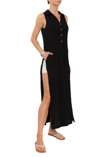 Everyday Ritual Vivienne Cotton Gauze Sleeveless Maxi Dress In Black