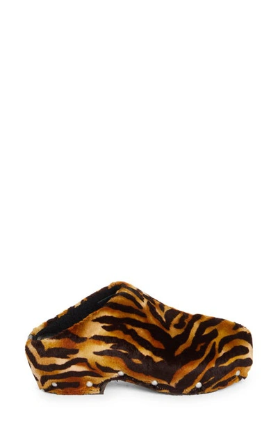 Shop Acne Studios Bloggie Tiger Print Clog In Multi Beige