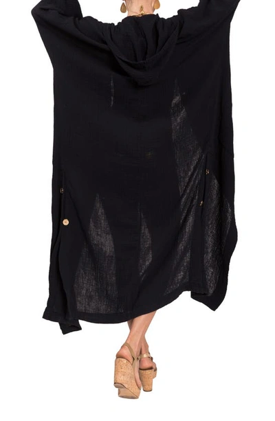Everyday Ritual Jade Cotton Gauze Button-front Coverup In Black
