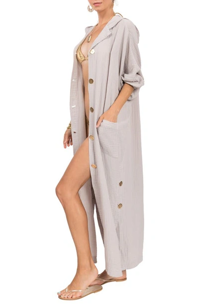 Shop Everyday Ritual Jade Button-up Robe In Grey