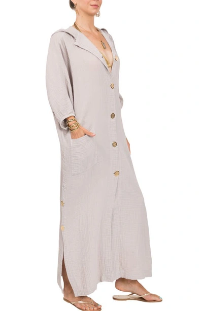 Everyday Ritual Jade Button-up Robe In Grey