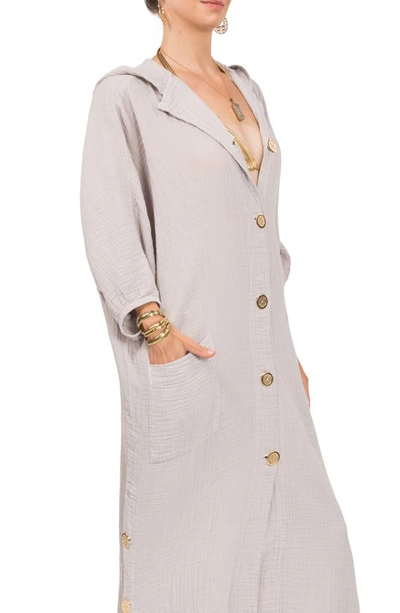 Everyday Ritual Jade Button-up Robe In Grey