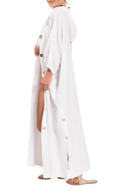 Everyday Ritual Jade Cotton Gauze Button-front Coverup In White