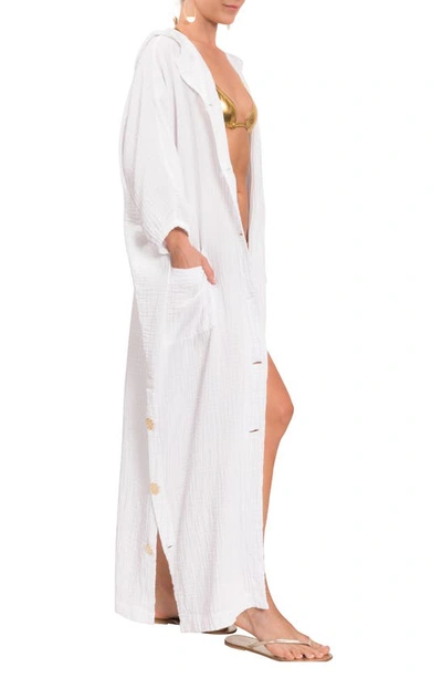 Everyday Ritual Jade Cotton Gauze Button-front Coverup In White