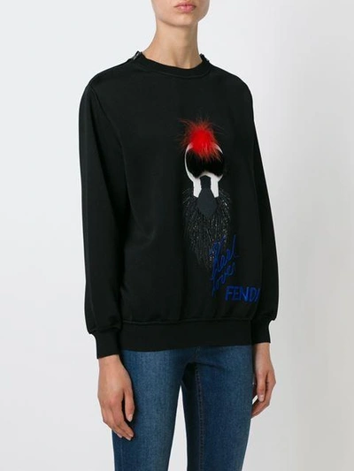 Fendi Karlito Fur-detail Sweatshirt In Black | ModeSens