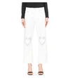 CHRISTOPHER KANE Heart-Embroidered Straight High-Rise Jeans