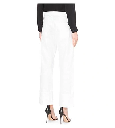 Shop Christopher Kane Heart-embroidered Straight High-rise Jeans In White