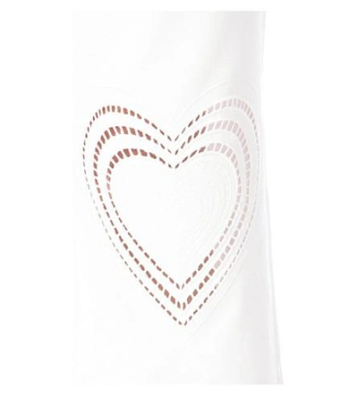 Shop Christopher Kane Heart-embroidered Straight High-rise Jeans In White