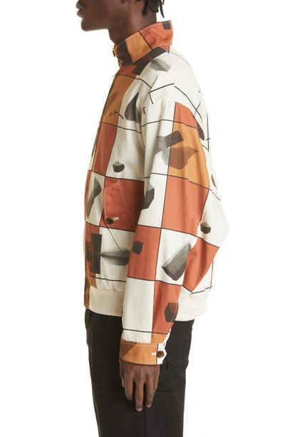 Shop Undercover Graphic Print Cotton Bomber Jacket In Beige Base