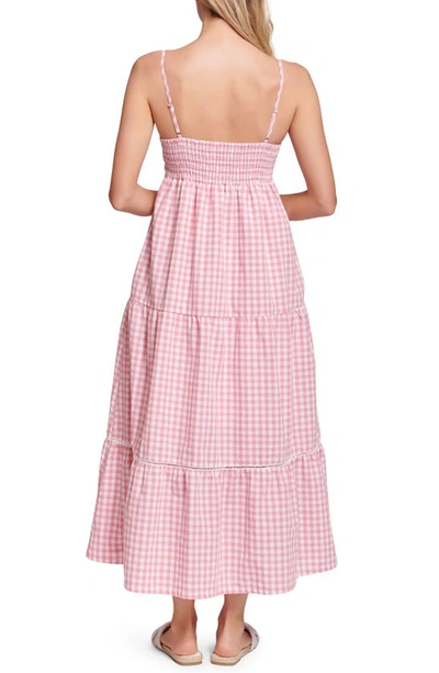 Shop Lost + Wander Let's Go On A Date Cotton Blend Gingham Maxi Sundress In Pink Gingham
