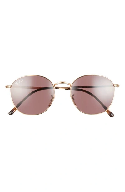 Ray Ban 54mm Polarized Round Sunglasses In Arista/ Dark Violet Polar |  ModeSens