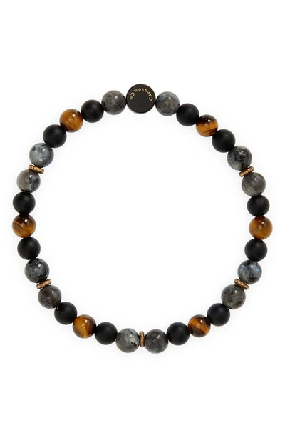 Shop Caputo & Co Beaded Stretch Bracelet In Yellow Tiger Eye