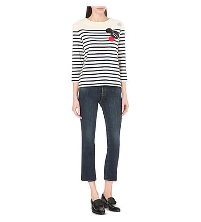 Shop Marc By Marc Jacobs Breton Striped Cotton Top In New Prussian Blue Multi