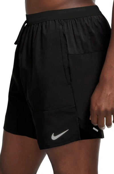 Shop Nike Dri-fit Stride 2-in-1 Running Shorts In Black/ Black/ Silver