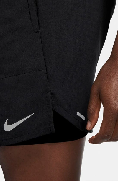 Shop Nike Dri-fit Stride 2-in-1 Running Shorts In Black/ Black/ Silver