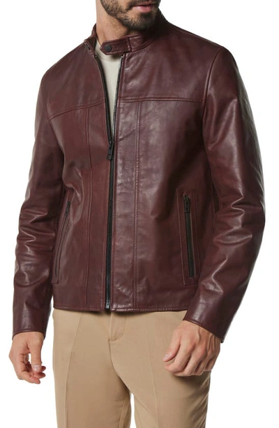 Shop Andrew Marc Monterey Leather Jacket In Burgundy