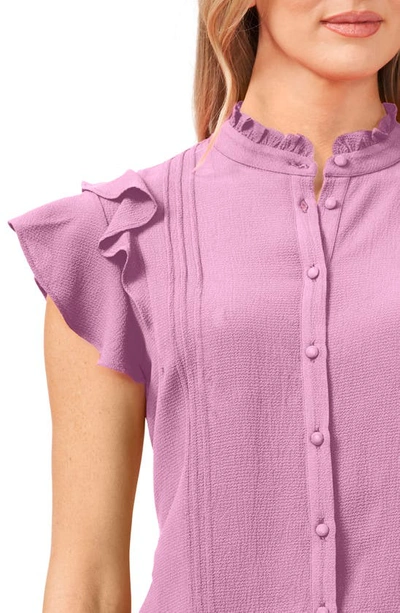 Shop Cece Pintuck Ruffle Short Sleeve Blouse In Sweet Pink