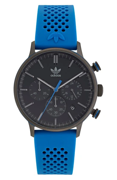 Adidas Originals Code 1 Chronograph Collection Silicone Strap Watch In Blue  | ModeSens