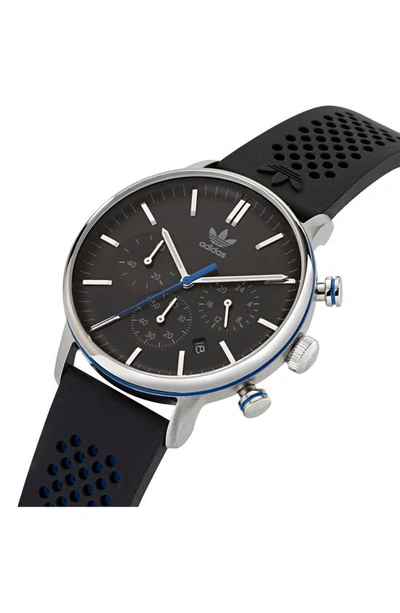 Shop Adidas Originals Code One Chronograph Silicone Strap Watch, 40mm In Black
