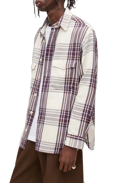 Shop Allsaints Bluefield Plaid Flannel Button-up Shirt In Optic White
