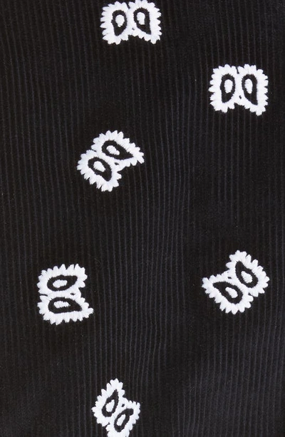 Shop Rhude Embroidered Bandana Corduroy & Leather Bomber Jacket In Black/ White