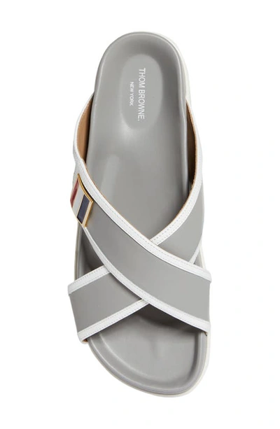 Shop Thom Browne Crisscross Slide Sandal In Dark Grey