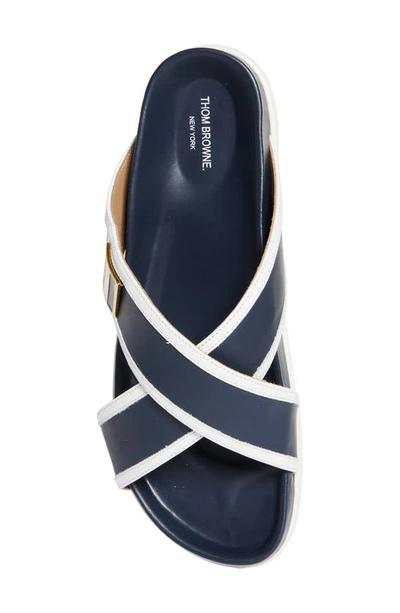 Shop Thom Browne Crisscross Slide Sandal In Navy