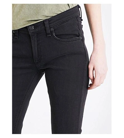 Shop Rag & Bone Distressed Skinny Mid-rise Jeans In Soft Rock W/ Holes