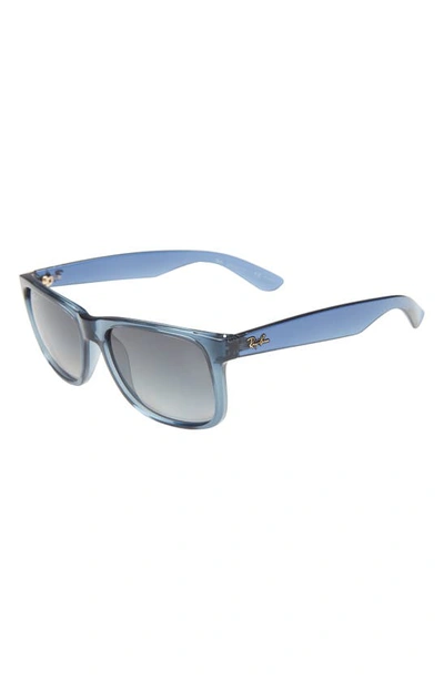 Shop Ray Ban 54mm Polarized Square Sunglasses In Transparent Blue