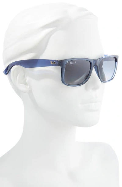 Shop Ray Ban 54mm Polarized Square Sunglasses In Transparent Blue