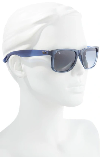 Ray Ban 54mm Polarized Square Sunglasses In Transparent Blue