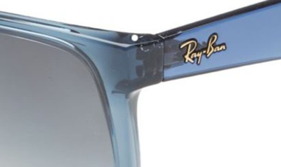 Shop Ray Ban 54mm Polarized Square Sunglasses In Transparent Blue