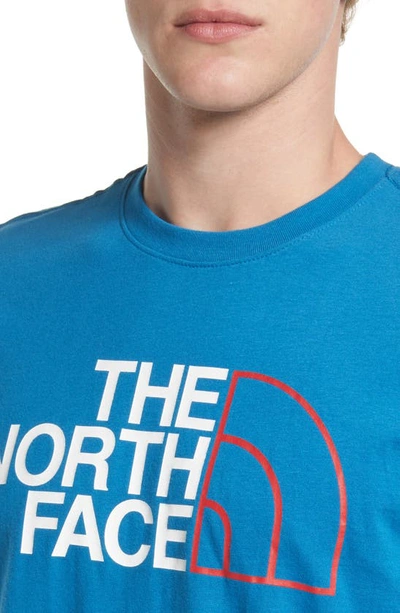 Shop The North Face Half Dome Logo Graphic Tee In Banff Blue