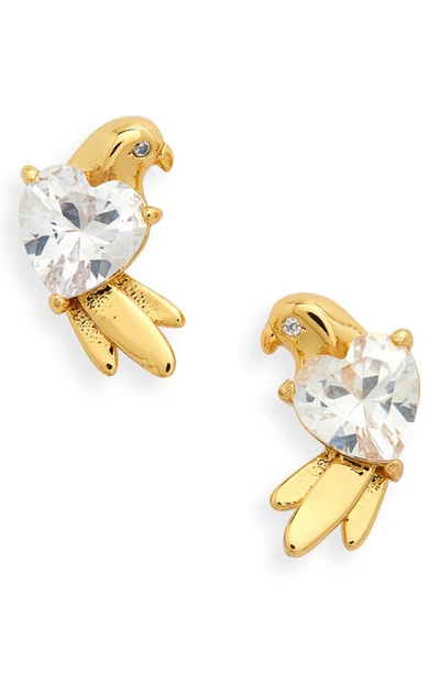 Kate Spade Gold-tone Cubic Zirconia Heart Love Birds Stud Earrings |  ModeSens