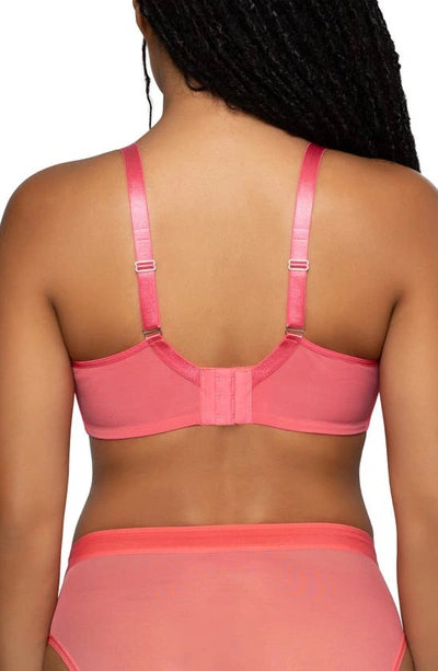 Curvy Couture Full Figure Mesh Underwire Bra In Sun Kissed Coral