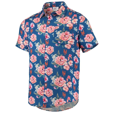 Shop Foco Royal New York Mets Floral Linen Button-up Shirt