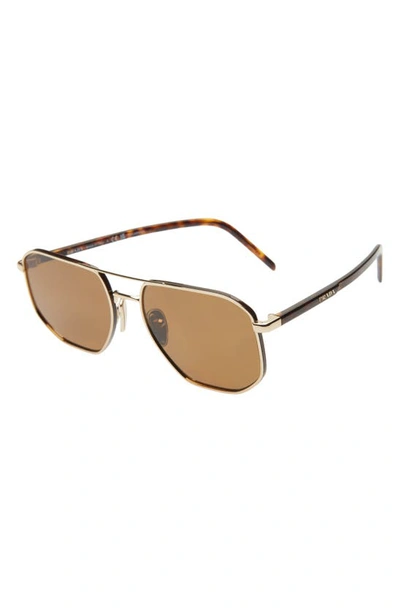 Shop Prada 57mm Polarized Square Sunglasses In Pale Gold