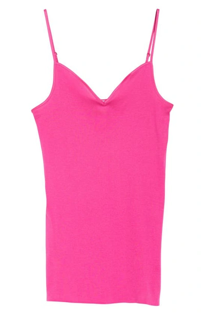 Shop Hanro Seamless V-neck Cotton Camisole In Very Berry